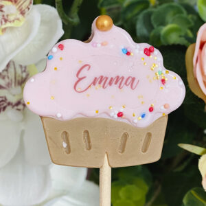 Cupcake slikkepind med tekst