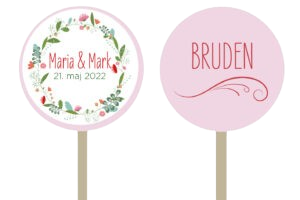 Nr. 02: Slikkepindedesign i elegant rosa blomsterkrans og navn