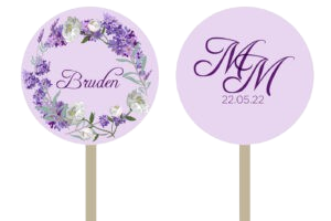 Nr. 07: Slikkepindedesign i pastellilla med monogram og blomsterkrans